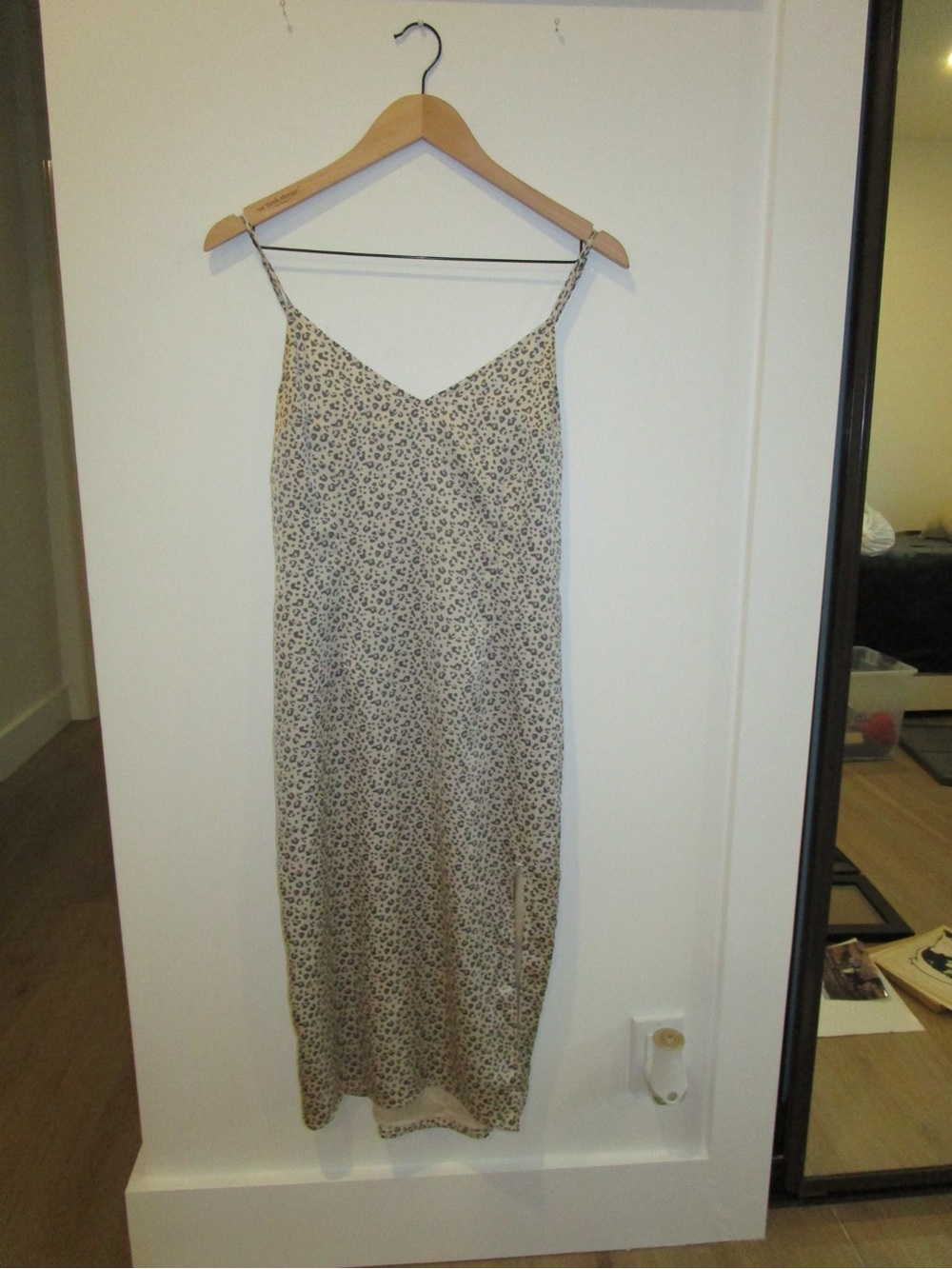 Abercrombie & Fitch Beige Spaghetti-Strap Leopard Midi Dress